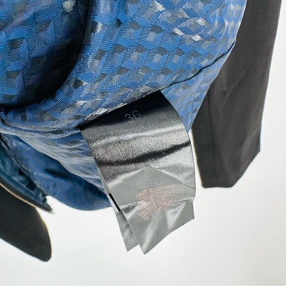 IKKS One Button Blazer With Full Zip Hood Black Navy Blue Women's 36 Small - Picture 9 of 9